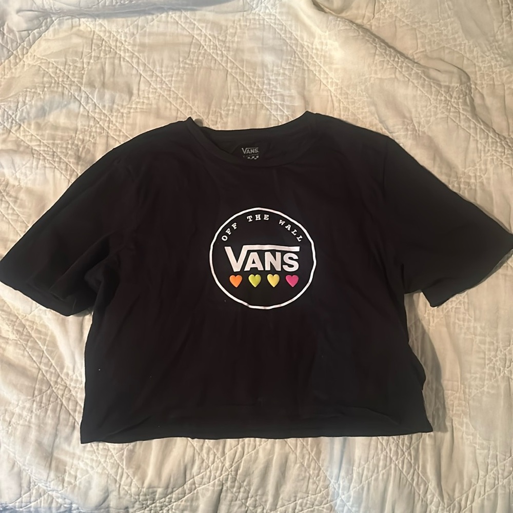 Vans Black Hearts Crop Tee Size XL